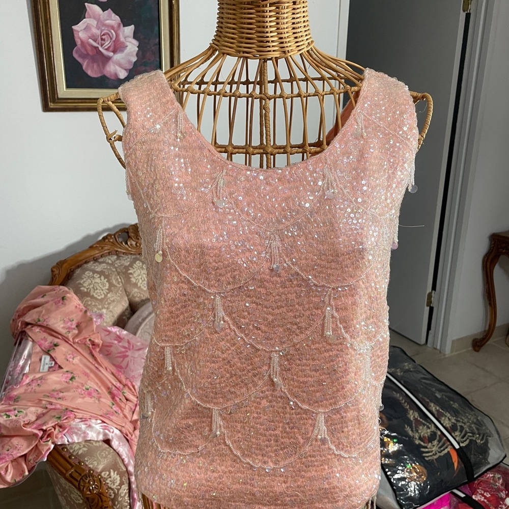 Pink Sequin Sleeveless Top